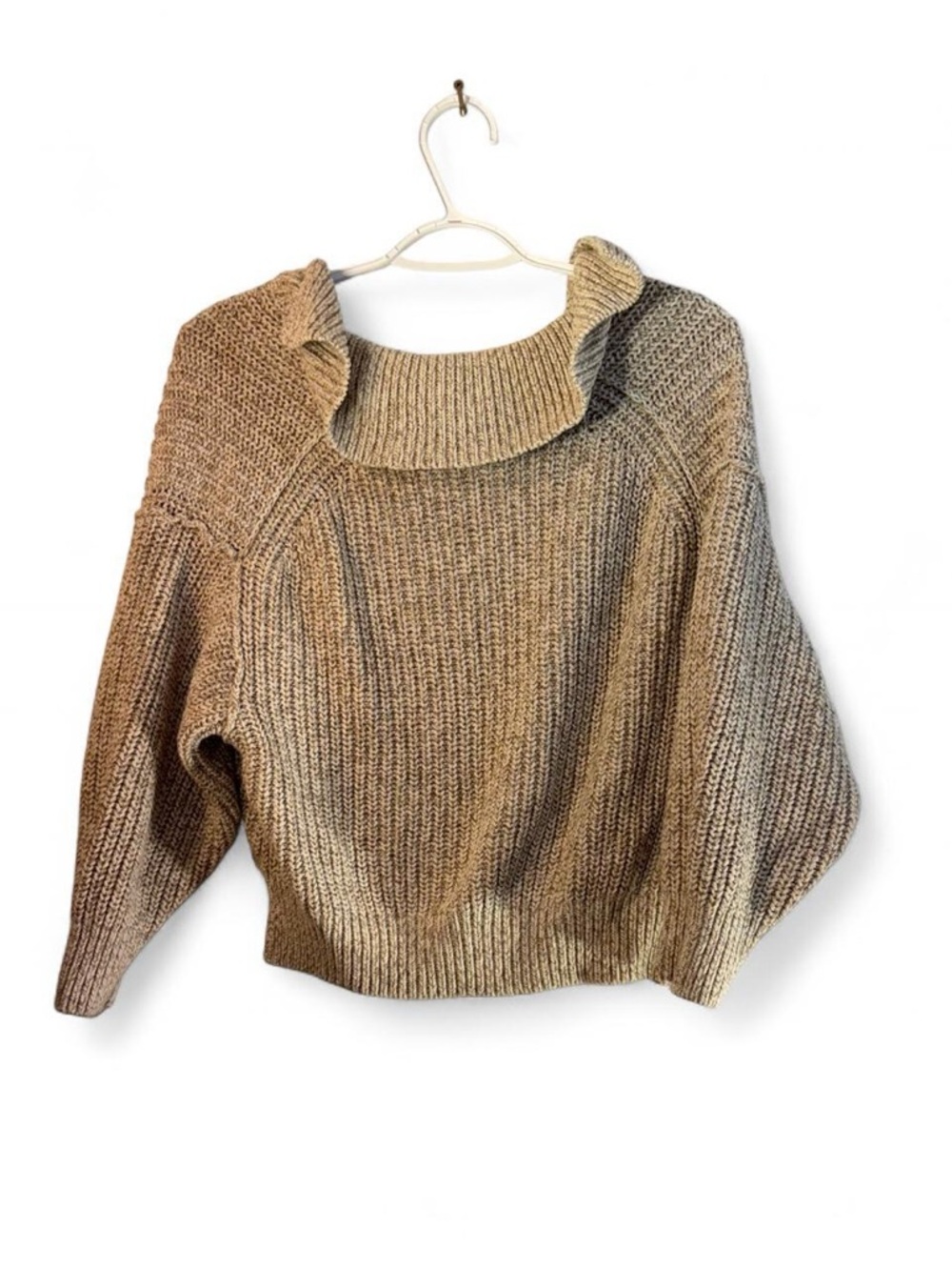 Free People Scoop Collar Knit Sweater — Beige Cream - Picture 3 of 8